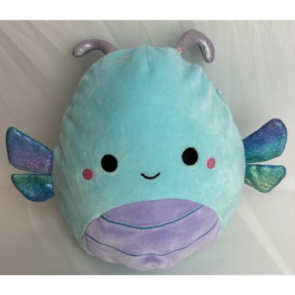 Squishmallows 8" Heather the Blue Dragonfly Kellytoy Plush Blue Iridescent Wings - Picture 1 of 7